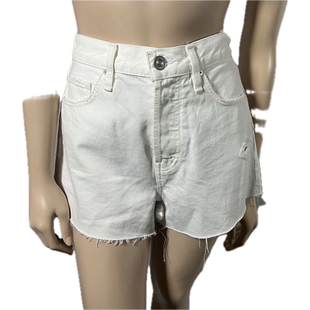 NWT Hudson Lori High Rise White Denim Shorts Button Fly - Picture 8 of 14